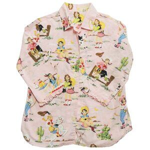 Nick & Nora Cowgirl Western PJ Pink TOP Small S Very Rare